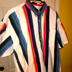 Retro Striped Button-down Tee